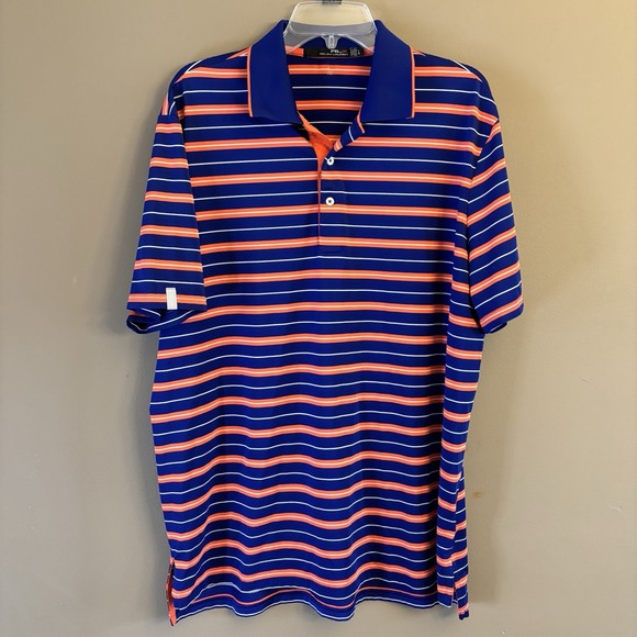 RLX Ralph Lauren Other - RLX Ralph Lauren Shirt Mens Large Blue OrangeStripe Performance Polo Golf Casual